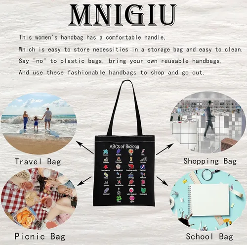 Vista 6 de MNIGIU Bolsa de mano de biología regalo para estudiantes de biología, regalo para amantes de la biología, bolsa para profesor, regalo de graduación