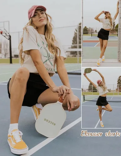 Vista 8 de Ekouaer - Falda pantalón deportiva y ligera para mujer, para correr, tenis, golf, entrenamiento y deportes