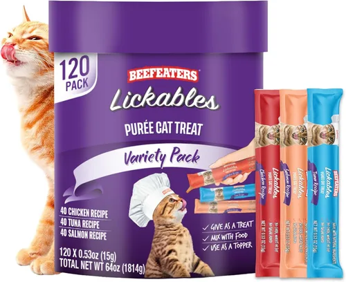 Vista 14 de Beefeaters Chicken Pure Cat Treats 1.59oz (paquete de 12) Golosinas de tubo para apretar para lamer, sin granos, sin azúcar añadida, pollo real