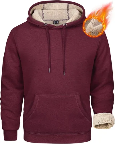 Vista 15 de MAGCOMSEN Sudadera con capucha pesada con forro polar Sherpa para hombre Verde militar