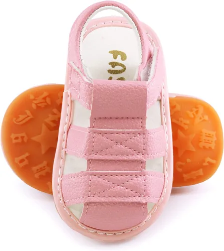 Vista 3 de SOFMUO Sandalias chirriantes antideslizantes con suela de goma suave y puntera cerrada, zapatos de verano al aire libre para niños pequeños
