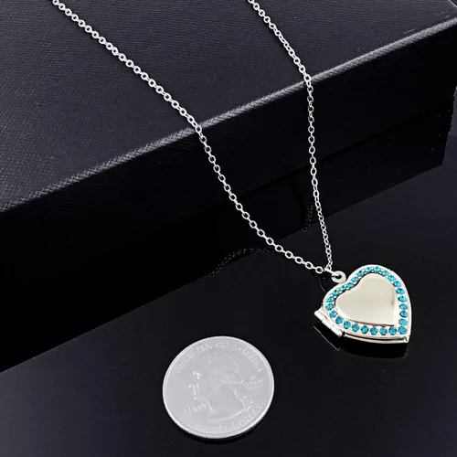 Vista 5 de POWER WING Collar con medallón de corazón de circonita cúbica con piedra natal de enero y diciembre que sostiene fotos con medallones de memoria 18