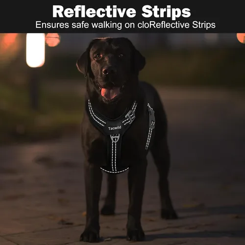 Vista 8 de Arnés sin tirones para perro, chaleco reflectante ajustable con broche de metal, malla suave transpirable sin estrangulamiento para cachorro, fácil