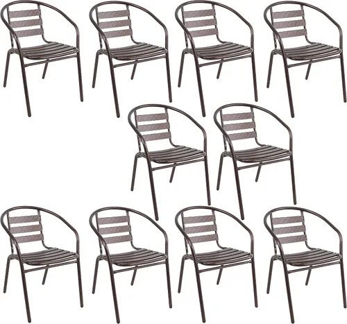 Vista 16 de Juego de 2 sillas apilables de aluminio de metal para restaurante para interiores y exteriores, ligeras, para comedor, patio, tienda
