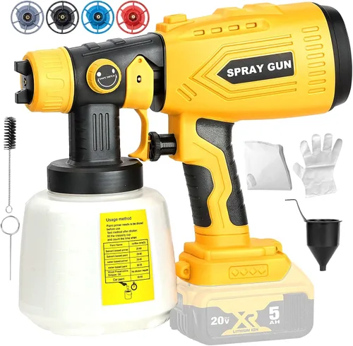 Vista 12 de Pulverizador de pintura inalámbrico para batería Black&Decker de 20V, pistola de pintura manual con 3 patrones de pulverización y 4 boquillas, ideal