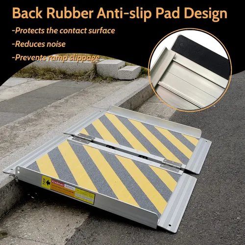 Vista 8 de Rampa para silla de ruedas de 2 pies, rampas portátiles para escalones con capacidad para hasta 600 libras, ligera con asa, rampas de aluminio