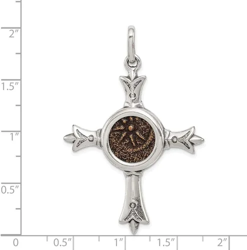 Vista 4 de Colgante de cruz de plata de ley QAC113 con diseño de viuda antigua