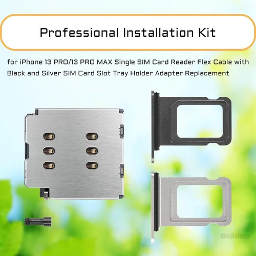 Vista 2 de Cable flexible para iPhone 13 Pro Max 13 Pro Lector de tarjetas SIM Black and Silver SIM Card Tray Holder Slot Adapter for iPhone 13PROMAX with