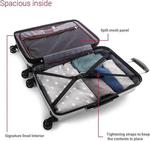 Vista 5 de Swiss Mobility PVG Collection - Juego de equipaje rígido de 3 piezas, maletas expandibles con ruedas giratorias de 360 grados, mango retráctil