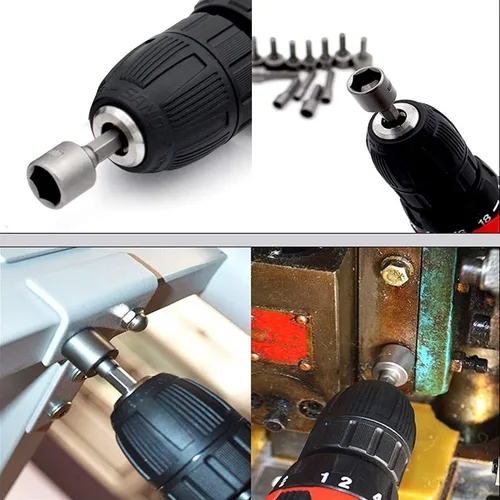 Vista 7 de Auniwaig 2 piezas de 1/4 de pulgada de cambio rápido hexagonal tuerca destornillador broca, 0.276 in tuercas eléctricas herramientas de broca