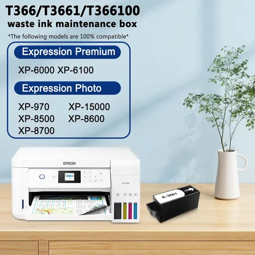 Vista 6 de Caja de mantenimiento T3661 T366 T366100 compatible con impresoras Expression Premium XP-6000 XP-6100, Expression Photo XP-970 XP-15000 XP-8500