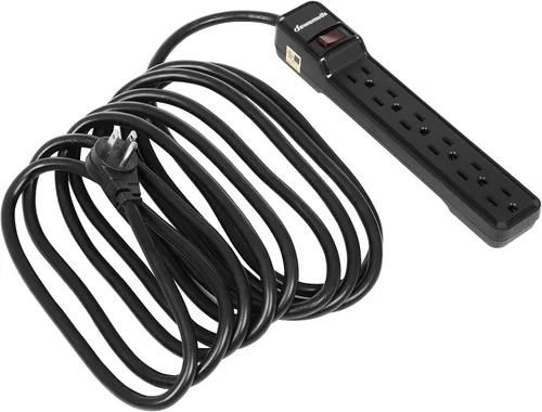 Vista 8 de DEWENWILS Multicontacto de 6 tomas con protector contra sobretensiones, cable de extensión de 15 pies, enchufe plano de bajo perfil, cortacircuito