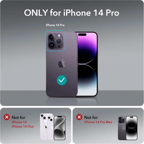 Vista 2 de ESR Funda para iPhone 14 Pro, 3 Modos de Soporte, Protección contra Caídas de Grado Militar, Compatible con Carga Inalámbrica, Cubierta Trasera Negro