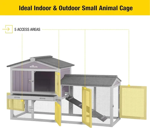 Vista 4 de Aivituvin Chicken Coop - Jaula de interior expandible para conejo, pollo pequeño, codorniz, pato, 57 pulgadas de largo