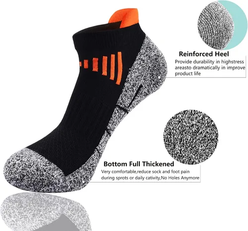 Vista 4 de J.WMEET Mens Low Cut Ankle Athletic Socks Cotton Mesh Cushioned Running Ventilation Sports Tab Socks