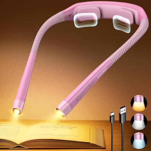 Vista 11 de Glocusent Luz de cuello con temporizador, luz de libro de 100 horas para Gris
