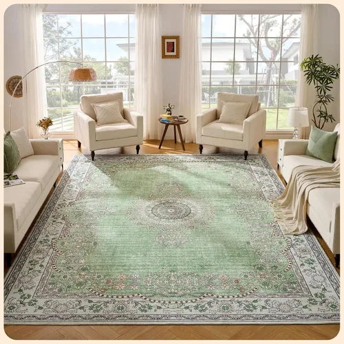 Vista 66 de Istana Alfombra larga antideslizante de 2.5 x 8 para el hogar, para pasillo y cocina, lavable, sedosa y suave al tacto, elegante, color azul y marfil