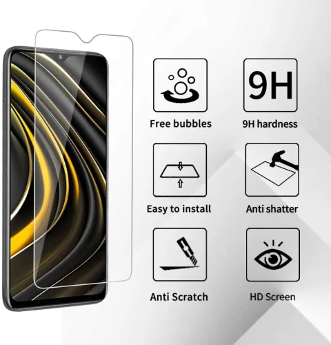 Vista 5 de Funda para Realme 7i RMX2193 (6.5"), con [1 película protectora de vidrio templado], KJYF Funda protectora de silicona suave negra a prueba