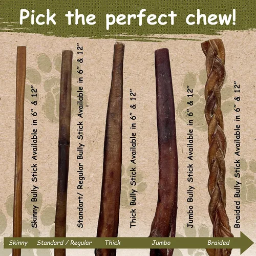 Vista 4 de Palitos masticables Bully estándar de 12 pulgadas por Top Dog Chews (paquete de 12)