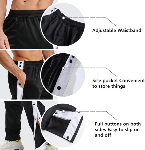 Vista 4 de Pantalones deportivos de baloncesto para hombre, pantalones de baloncesto para entrenamiento, correr, casual, holgados, con bolsillos