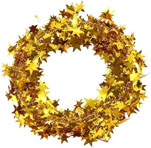 Vista 11 de Guirnalda de oropel brillante con alambre, guirnalda metálica de Navidad de estrella pequeña para árbol de Navidad, hogar, boda, fiesta, adorno Azul