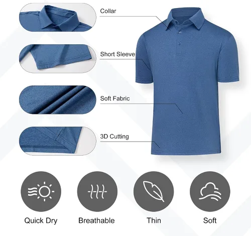 Vista 6 de BALENNZ Polos de Golf para Hombres de Secado Rápido Camisas Polo Atléticas para Hombres de Manga Corta de Verano Casuales que Absorben la Humedad