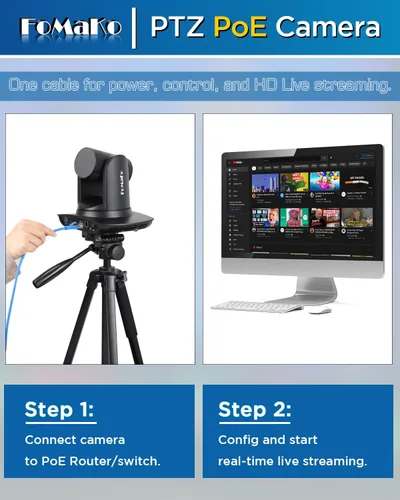 Vista 9 de FoMaKo Cámara HDMI PTZ AI Auto-Tracking Gen 3, zoom óptico 20x IP USB3.0 Cámara HDMI para servicios religiosos, educación de adoración, FMK12UH Pro