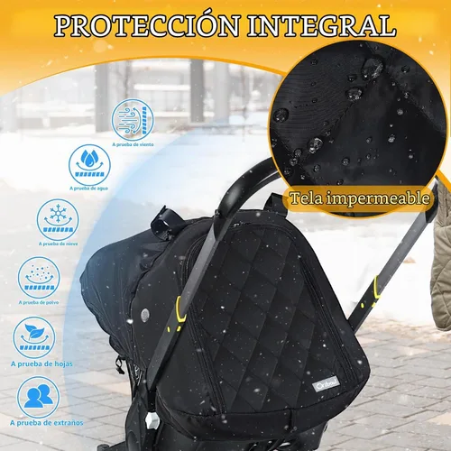 Vista 2 de Orzbow Funda de Asiento de Coche para Bebé Invierno - Funda Impermeable para Asiento de Coche para Asientos de Coche y Cochecitos Doona, Toldo Negro