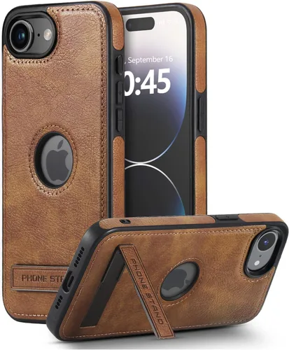 Vista 32 de Funda de cuero para iPhone 13 Pro, funda protectora delgada con función atril a prueba de golpes, soporte invisible integrado compatible con iPhone