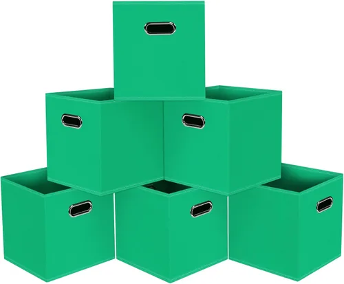 Vista 19 de Cubos de almacenamiento plegables negros, caja de almacenamiento de tela, cestas organizadoras con asas dobles para organizador del hogar (negro)