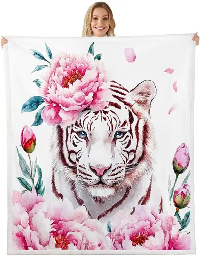 Vista 12 de Erosebridal Manta de vellón con diseño de caballo para niñas, niños y parejas, 40 x 50 pulgadas, diseño de animales salvajes, acuarela, 3D