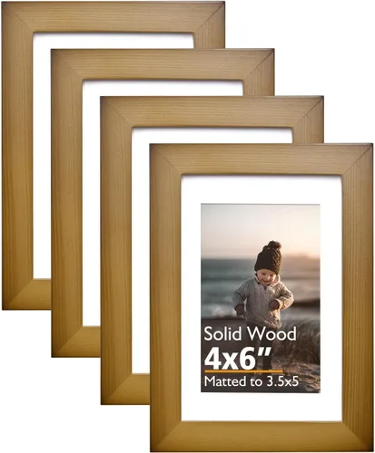 Vista 118 de KINLINK Marco de fotos de 3.5 x 5 pulgadas, color negro ceniza, marcos de madera maciza con plexiglás para mesa y montaje en pared, marcos de fotos
