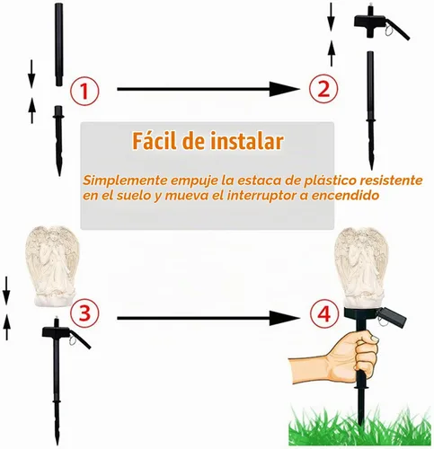 Vista 3 de WAYDA Luz solar de ángulo al aire libre para cementerio, lámpara de ángel impermeable LED, luces solares de ángel para jardín, balcón, patio