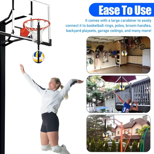 Vista 7 de TOBWOLF Volleyball Spike Trainer, Elastic Self-Training Volleyballs Resistance Band, Volleyball Equipment Training Aid Improves Serving, Jumping