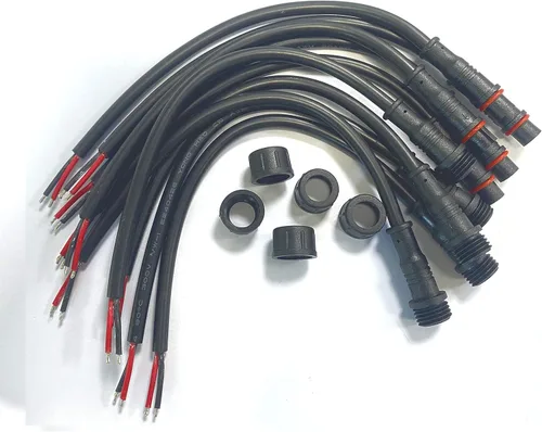 Vista 11 de Conector impermeable de 2 cables, conector LED macho hembra de 16 AWG de 2 pines con cable de extensión IP65, 7.9 in para automóvil, tira de luces
