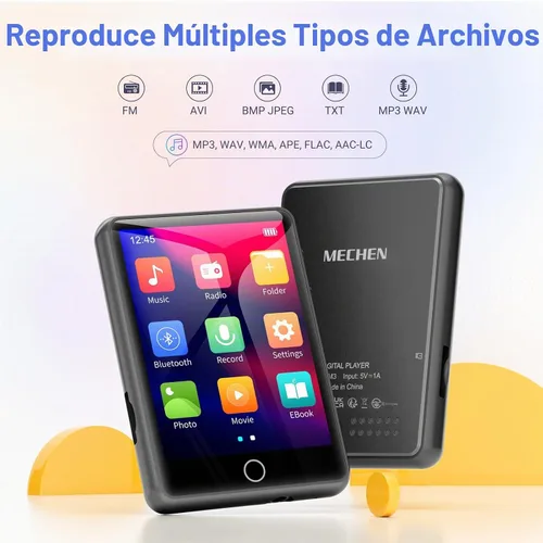 Vista 2 de MECHEN 64GB Bluetooth 5.3 Reproductor MP3 2.4" Pantalla táctil Gris
