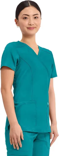 Vista 4 de Cherokee WW Revolution - Camisa de enfermería con 2 bolsillos para mujer Azul verdoso