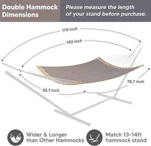 Vista 5 de SUNCREAT Hamacas para exteriores con barra separadora, hamaca portátil junto a la piscina para exteriores con bolsa de transporte, color café