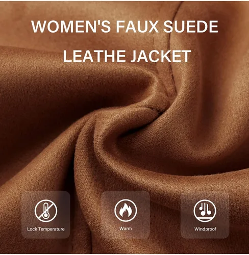 Vista 5 de Bellivera - Chaqueta de piel sintética para mujer, con forro de sherpa y cuello de piel desmontable