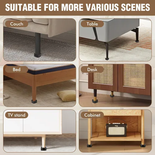 Vista 3 de Paquete de 4 elevadores de muebles de 2 pulgadas, elevadores de cama ajustables resistentes para sofá, silla, sofá, mesa, gabinete, patas de cama