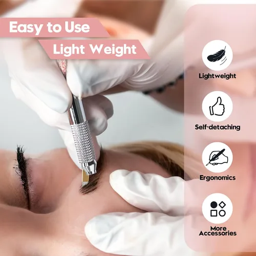 Vista 3 de Kit de microblading, kit de microblade para cejas Microblading Pen con cuchillas de microblading Suministros de microblading para suministros