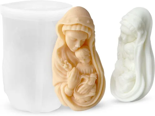 Vista 7 de Moldes de silicona para velas cruzadas, molde de fundición de resina para hacer velas religiosas, yeso de arcilla polimérica