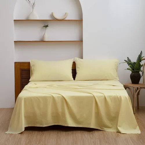 Vista 34 de Simple&Opulence - Juego de sábanas de lino belga, color sólido - 3 piezas (1 sábana encimera, 1 sábana bajera y 1 funda de almohada), mezcla de lino