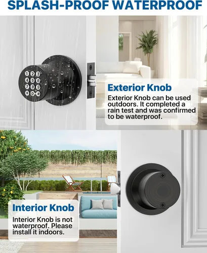 Vista 5 de Cerradura de entrada sin llave con código, pomo de puerta digital con teclado para dormitorio, puerta principal, garaje, hogar, apartamento, bronce