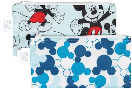 Vista 9 de Bumkins - Bolsas reutilizables para snacks, para almuerzo escolar de niños y porciones para adultos, tela lavable, bolsa con cierre de tela