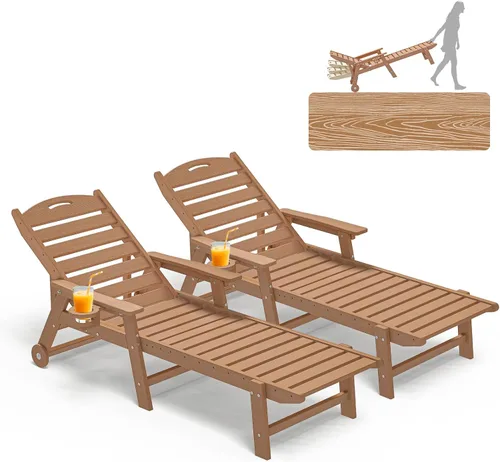 Vista 13 de Plawdlik Silla de salón para exteriores HDPE con ruedas rodantes, color Blanco