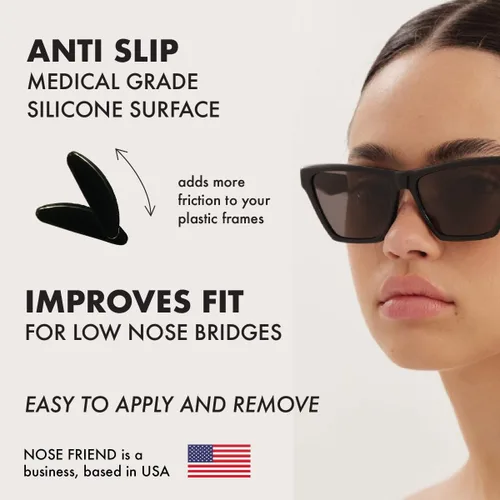 Vista 4 de NOSE FRIEND® 10 pares (negro y transparente), almohadillas de nariz de 0.047 pulgadas (0.047 in) de grosor para gafas, antideslizantes, puente