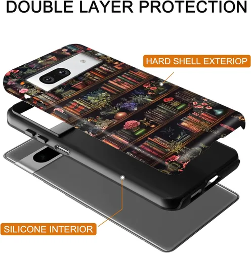 Vista 3 de Funda compatible con Google Pixel 7a, 2 en 1, delgada, resistente, híbrida, policarbonato duro, silicona suave, parachoques resistente