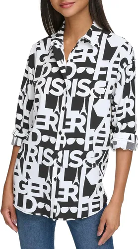 Vista 5 de KARL LAGERFELD Blusa oversize con logotipo para mujer