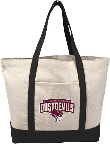 Vista 405 de Campus Lab Bolsa de lona con logotipo primario colegiado con bolsillo externo, bolsa de hombro reutilizable para ir de compras, playa Águilas A&m